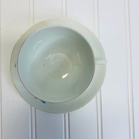 Midcentury Modern Blue Flower Design Coffee Cup and Saucer Tea cup - Picture 4 of 4